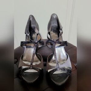 Guess by Marciano Gray/Snake Print Heels